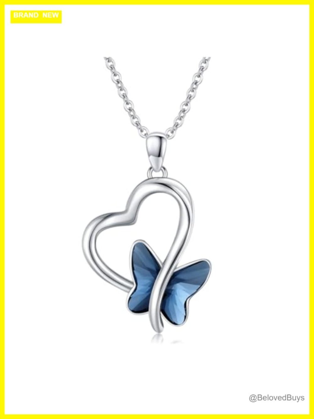 Sterling Silver Butterfly Pendant Necklace Crystal 18in Women Jewelry Gift